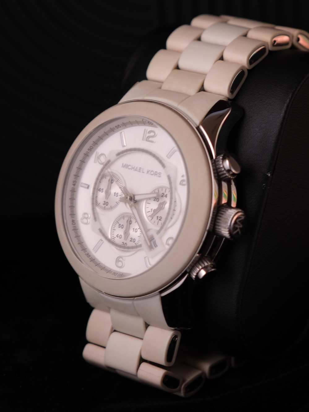 Michael Kors Runway MK8108 Cream White Oversized Chronograph Watch